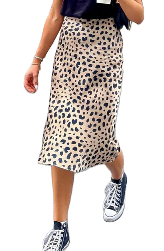 Amazon.com: UAURORAO Women Satin Midi Skirt High Waist Silk
